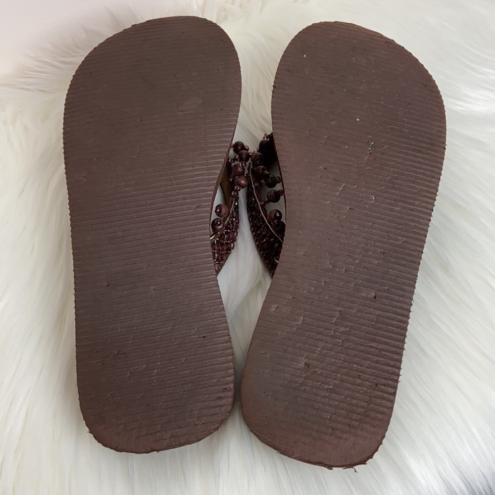 Cato Brown Beaded Sandals - Picture 3 of 7